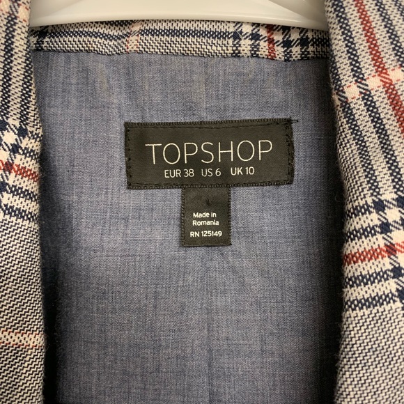 Topshop Cham Linen Checkered Jacket - Picture 4 of 4